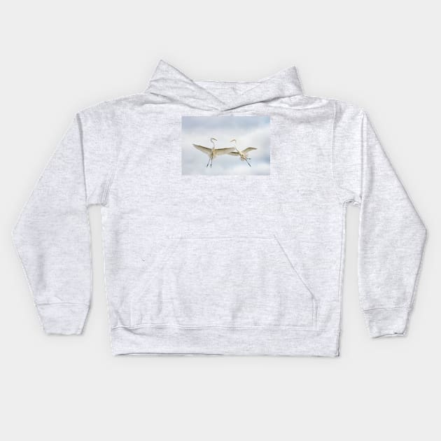 Egret Waltz Kids Hoodie by StacyWhite